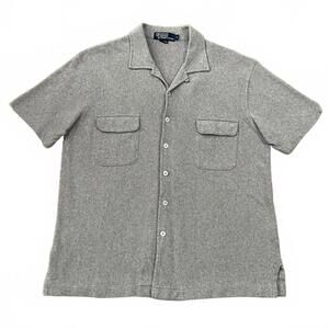 Polo Ralph Lauren Mens Mesh Knit Camp Shirt Gray Size Medium